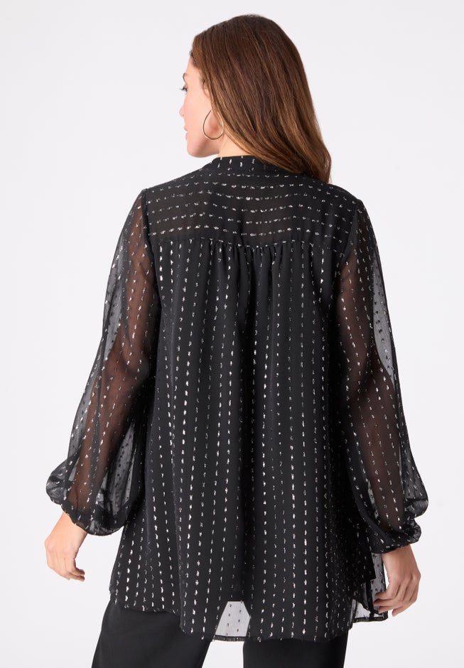 Lurex Popover Henley Blouse image number 2