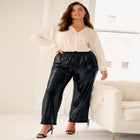 Relaxed Sequin Pants with Elastic Waist image number null