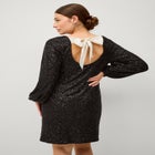 Sequin Dress With Satin Bow At Back image number null