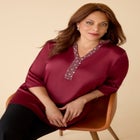 Embellished-Neck Satin Tunic image number 1