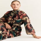 Mock-Neck Chiffon Midi Dress image number null