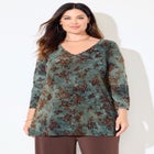 Flocked Tie-Dye V-Neck Tunic image number null