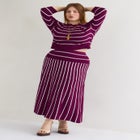 Striped Knit Midi Skirt image number null