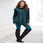 Cowl Neck Cable Pullover Sweater image number null