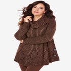 Cowl Neck Cable Pullover Sweater image number null