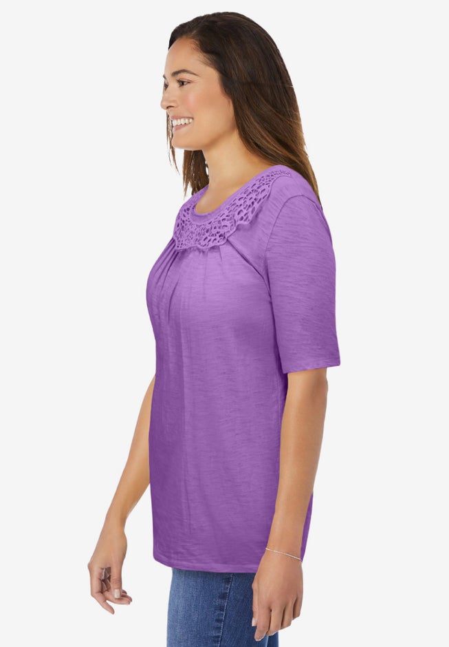 Crochet-Trim Knit Top image number 2