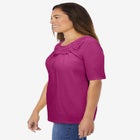 Crochet-Trim Knit Top image number null