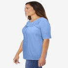 Crochet-Trim Knit Top image number null