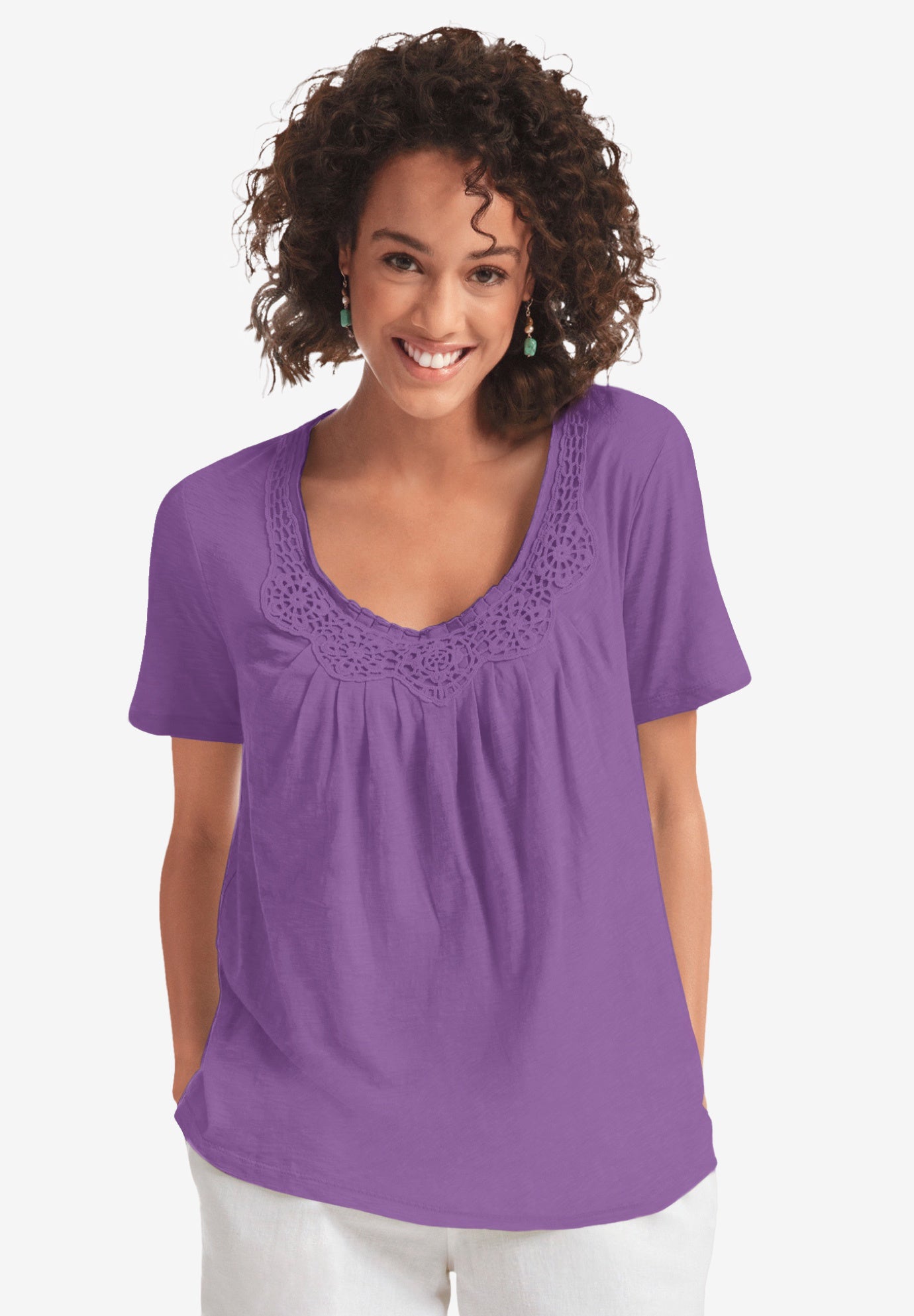 Crochet-Trim Knit Top image number 0