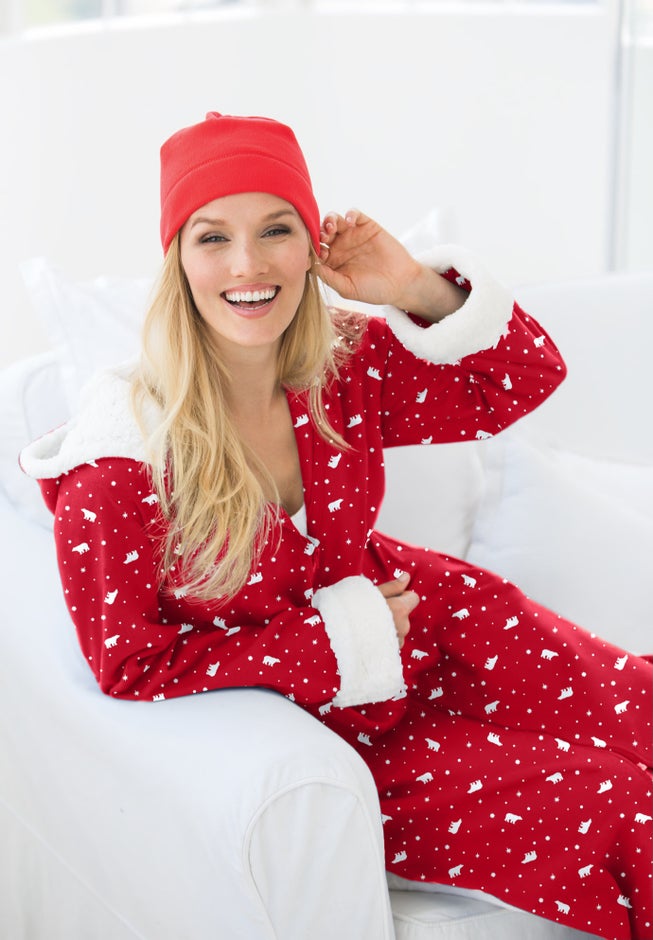 Sherpa-Lined Long Hooded Robe image number 3