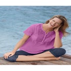 Eyelet Henley Tee image number null