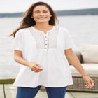 Eyelet Henley Tee image number null