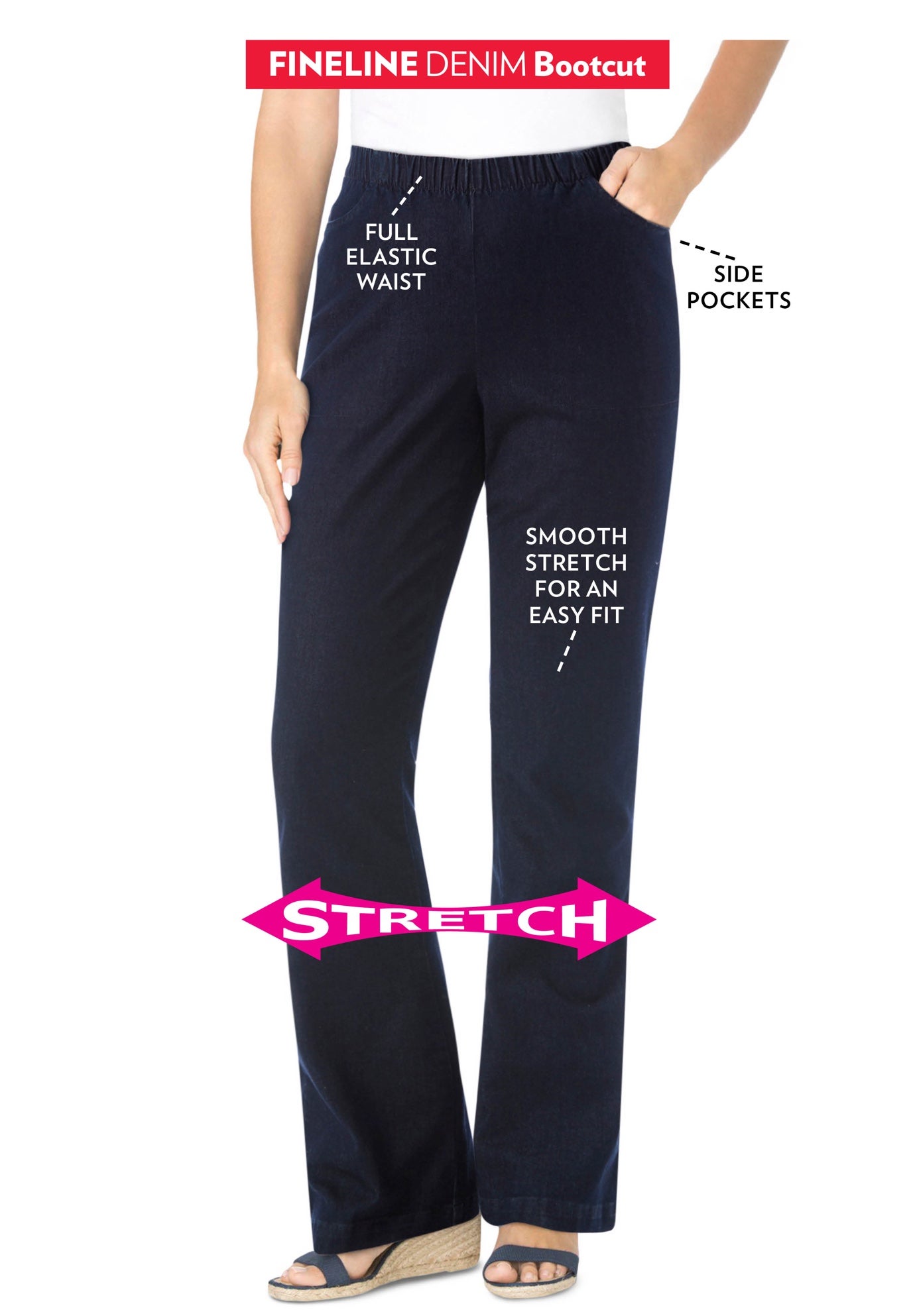 Fineline Stretch Denim Pull-On Bootcut Jeans image number 3