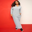 Comfort+ Fleece V Neck Hooded Sweatshirt image number null