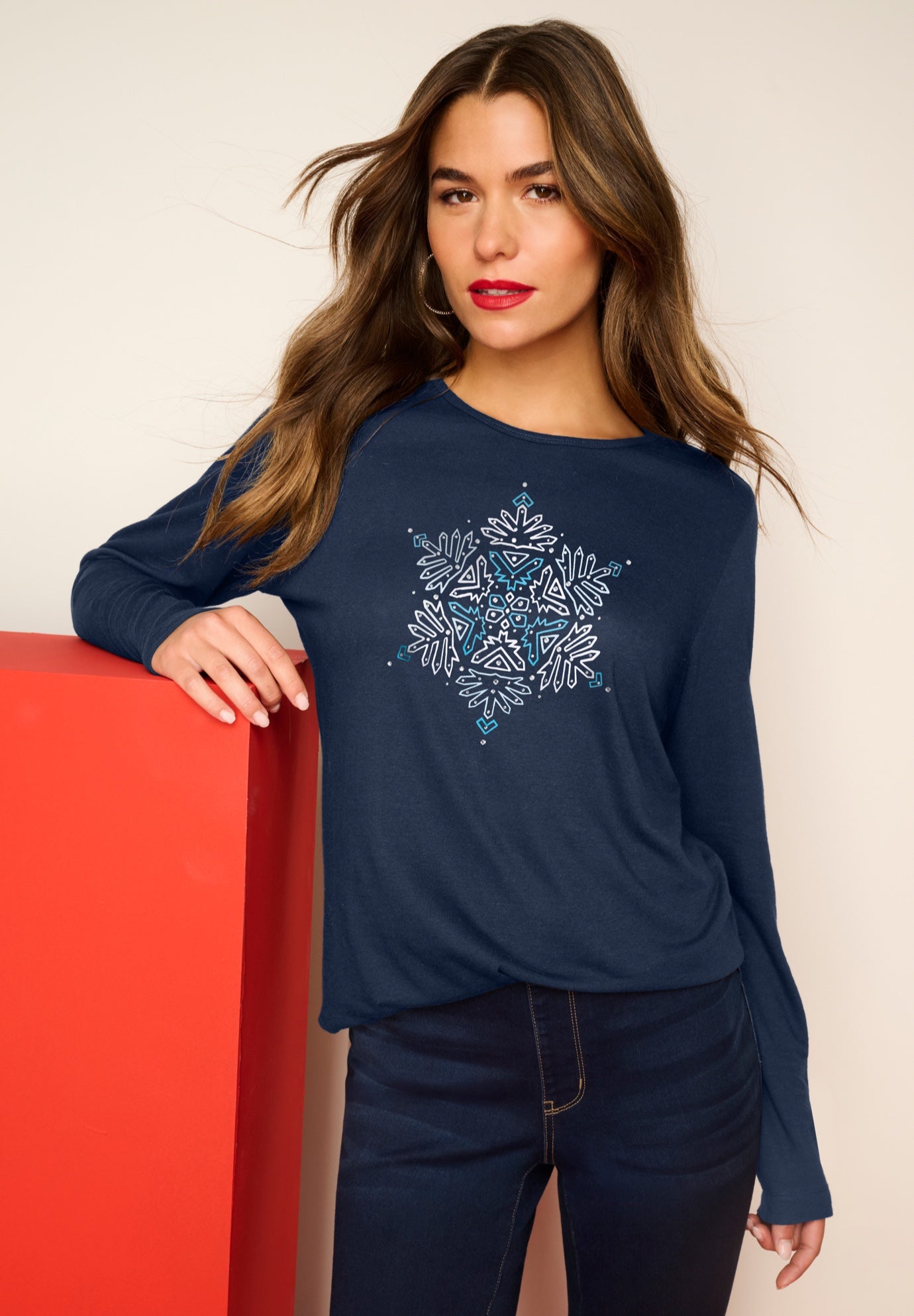 Plus Size Graphic Long Sleeve Tee image number 0