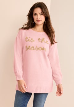 Embroidered Metallic Sweater