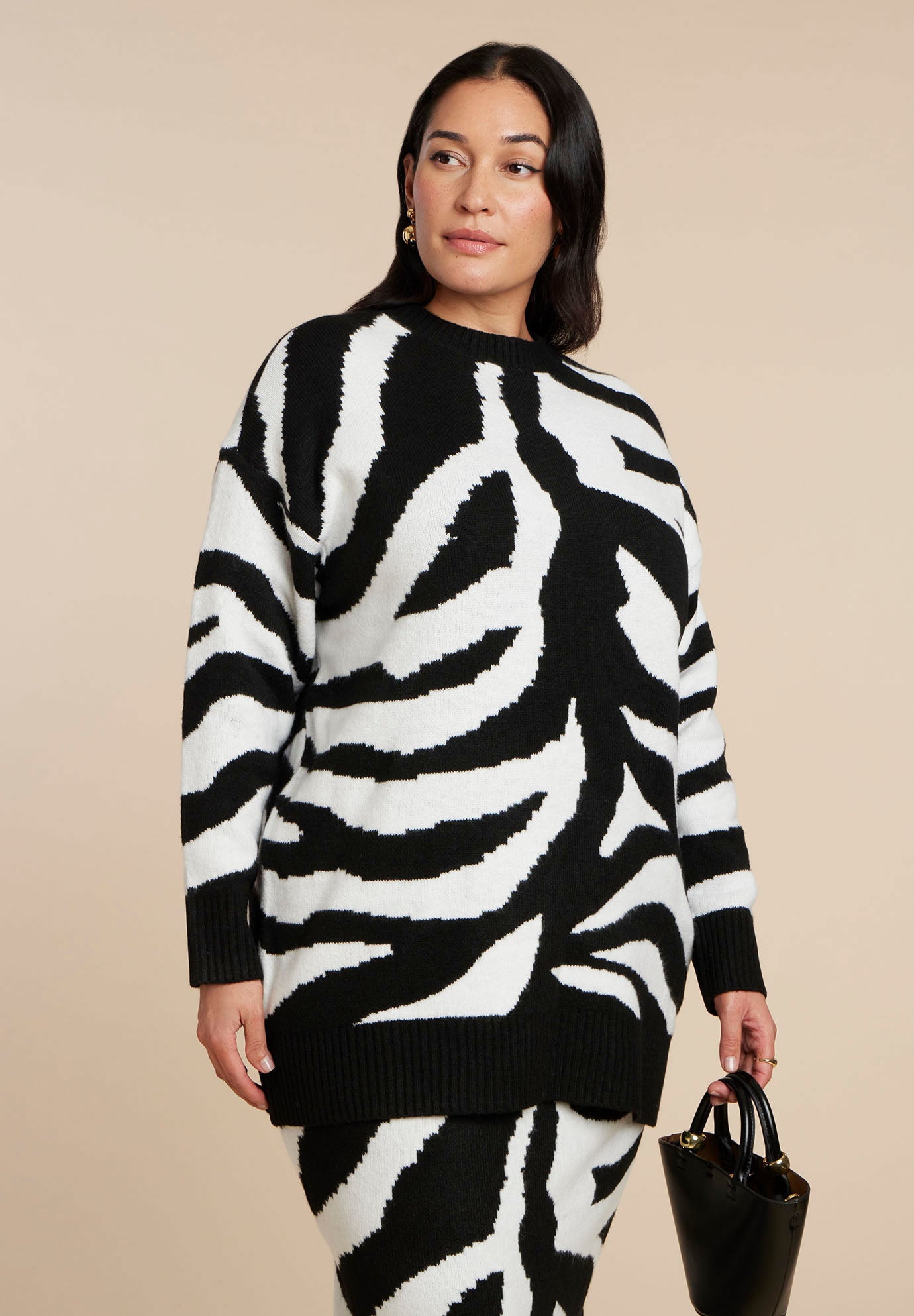 Oversized Zebra Intarsia Sweater image number 0