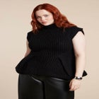 Turtleneck Peplum Sweater Vest image number null