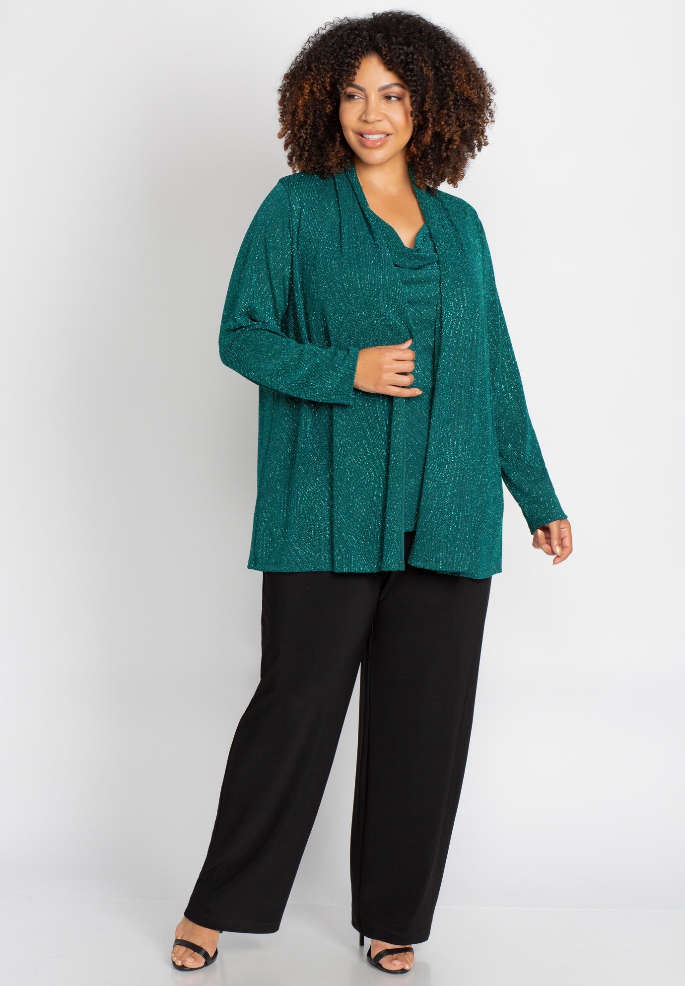 Shimmer Knit 3-Piece Pant Suit image number 0