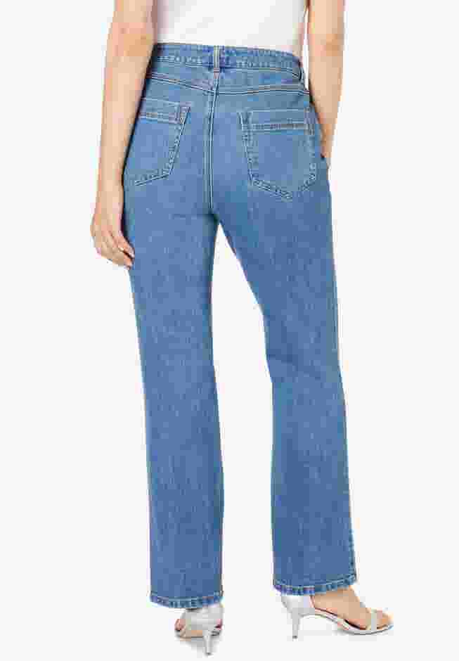 Plus Size Invisible Stretch® Iconic Sequin-Embellished Bootcut Jean image number 1