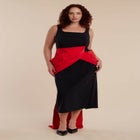 Contrast Draped Waist Gown image number null