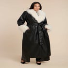 Faux Leather Coat With Fur Trim image number null