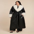 Faux Leather Coat With Fur Trim image number null