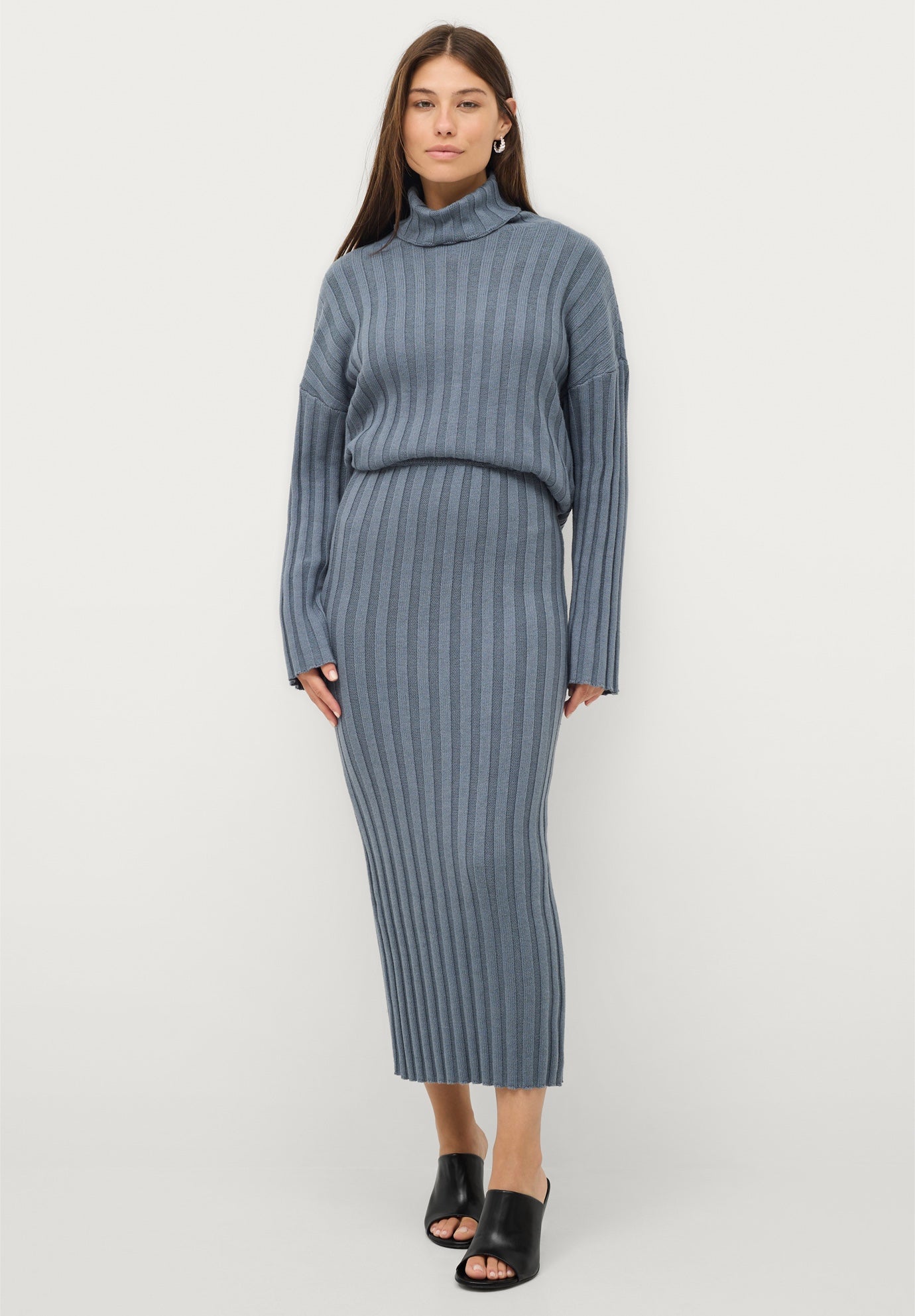 Wide Ribbed Maxi Sweater Skirt image number 0
