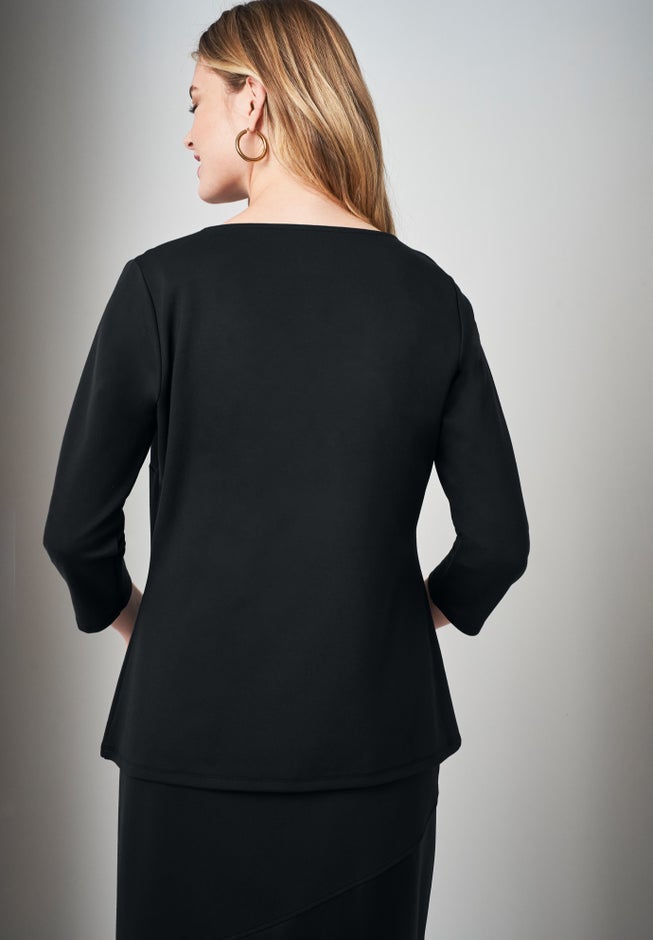 Mixed Media Ponte Faux Leather Top image number 2