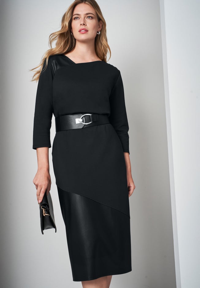 Mixed Media Ponte Faux Leather Top image number 3