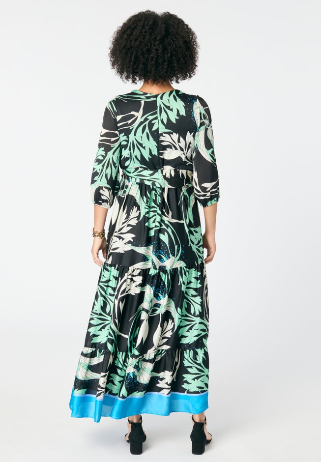 Blouson Sleeve Faux Wrap Maxi Dress image number 2