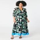 Blouson Sleeve Faux Wrap Maxi Dress image number null