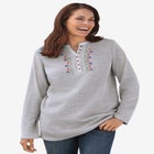 Embroidered Thermal Henley Tee image number null