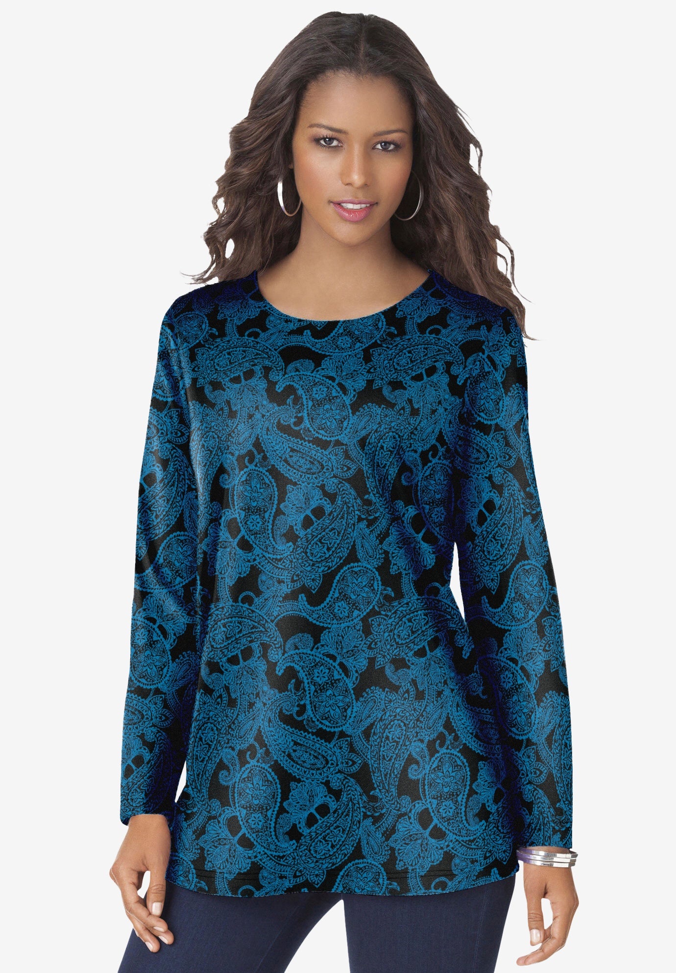 Plus Size Ultimate Cotton Crewneck Long Sleeve Tee image number 1