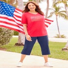 Stretch Knit Waist Cargo Capri image number null