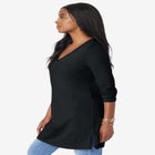 Plus Size Cotton Ultimate Long Sleeve V-Neck Tunic image number null
