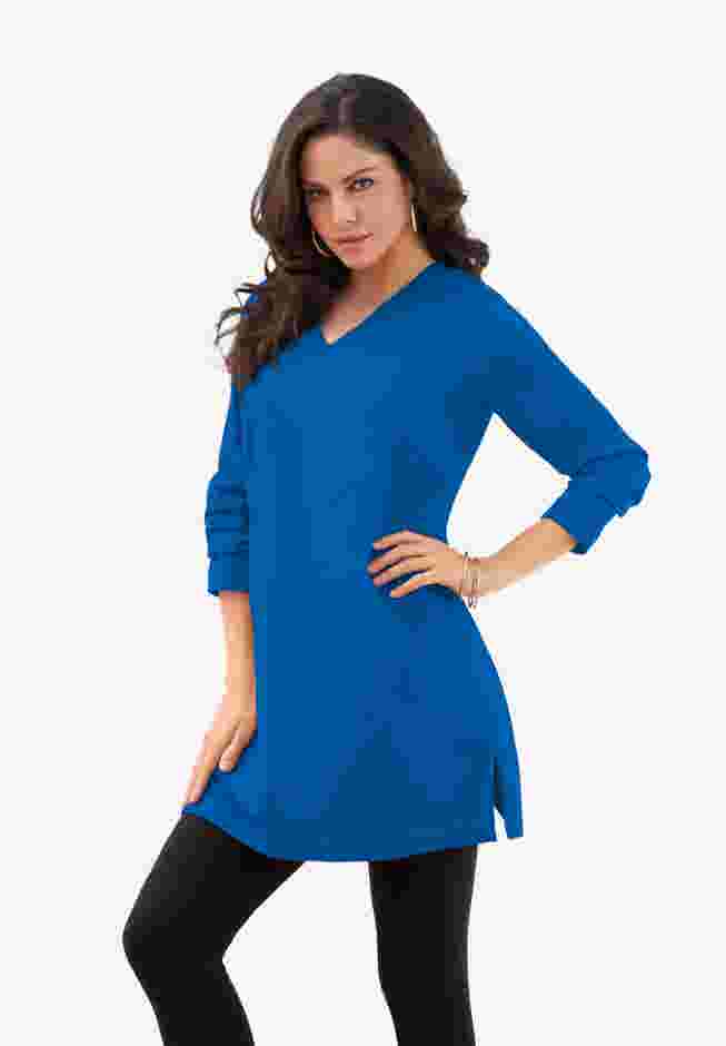 Plus Size Cotton Ultimate Long Sleeve V-Neck Tunic image number 0