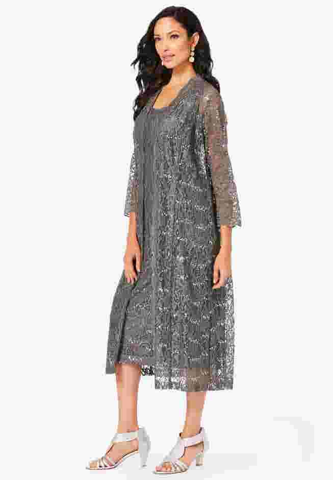 Sequin Lace Jacket Dress image number 2