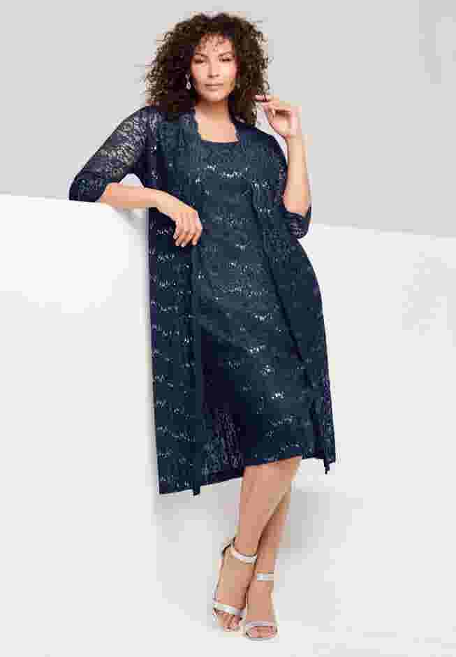 Sequin Lace Jacket Dress image number 0