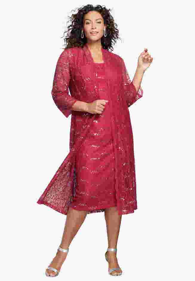 Sequin Lace Jacket Dress image number 0