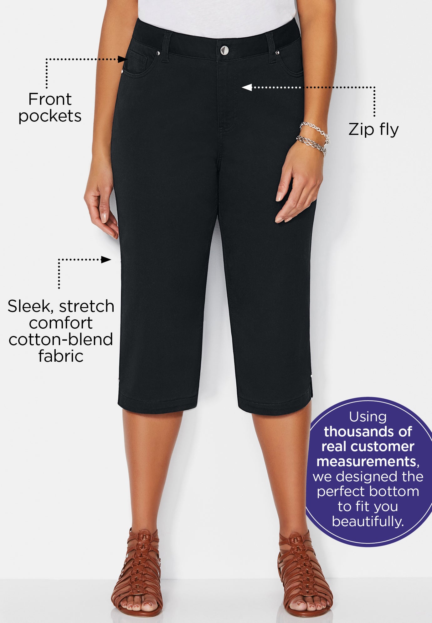 Sateen Stretch Capri image number 3