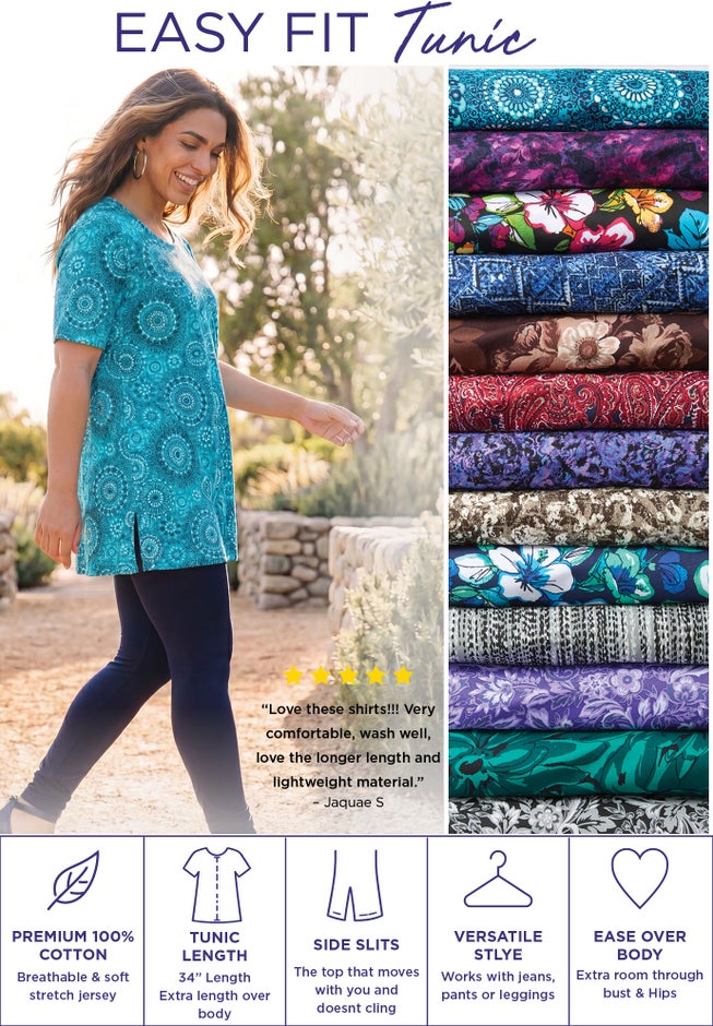 Easy Fit Short Sleeve Scoopneck Tunic image number 1
