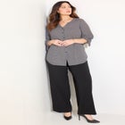 Georgette Buttonfront Tie Sleeve Cafe Blouse image number null