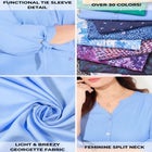 Georgette Buttonfront Tie Sleeve Cafe Blouse image number null