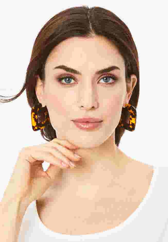 Tortoiseshell Hoop Earrings image number 1