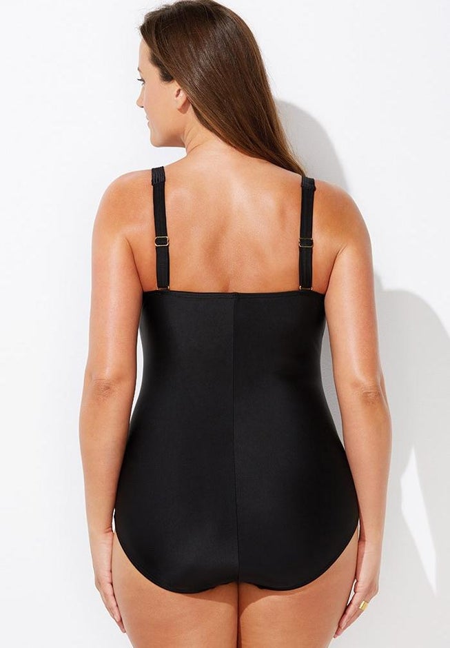 Ruched Twist Front One Piece Swimsuit image number 4