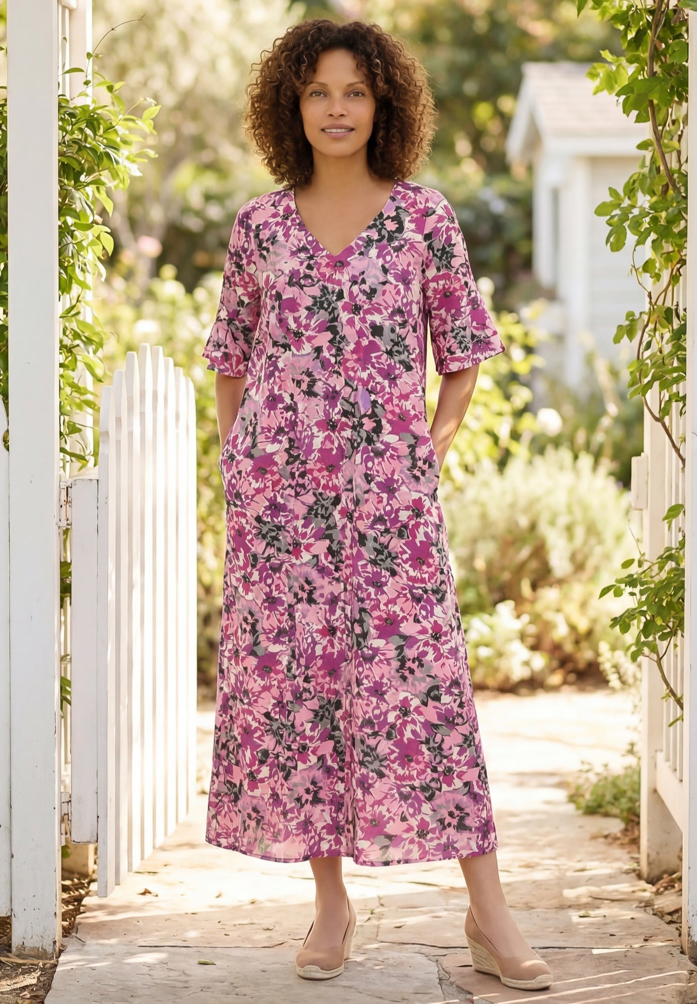 Ruffle-Sleeve Maxi-Length Dress image number 0