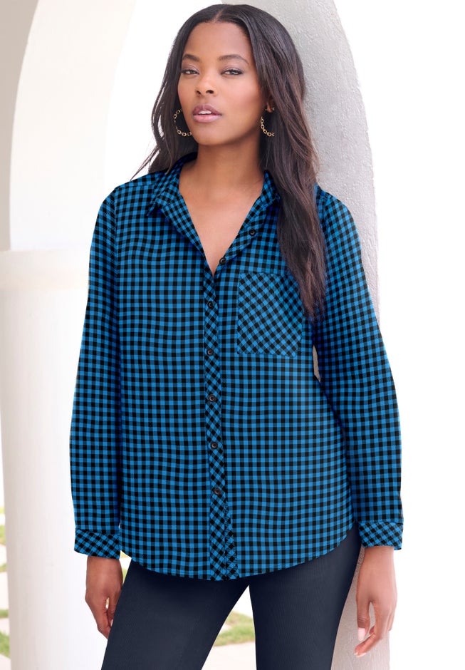 Classic Plaid Button-Front Shirt image number 3