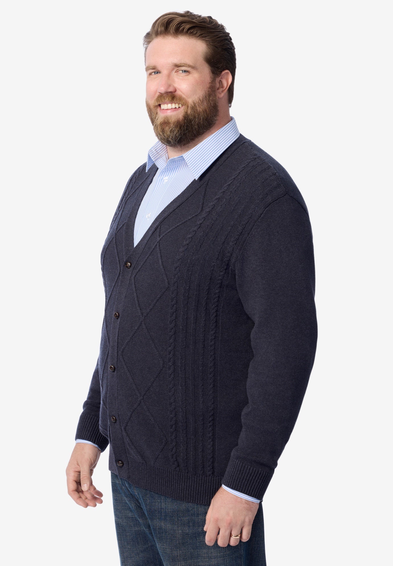 Shoreman’s Cardigan Cable Knit Sweater image number 2