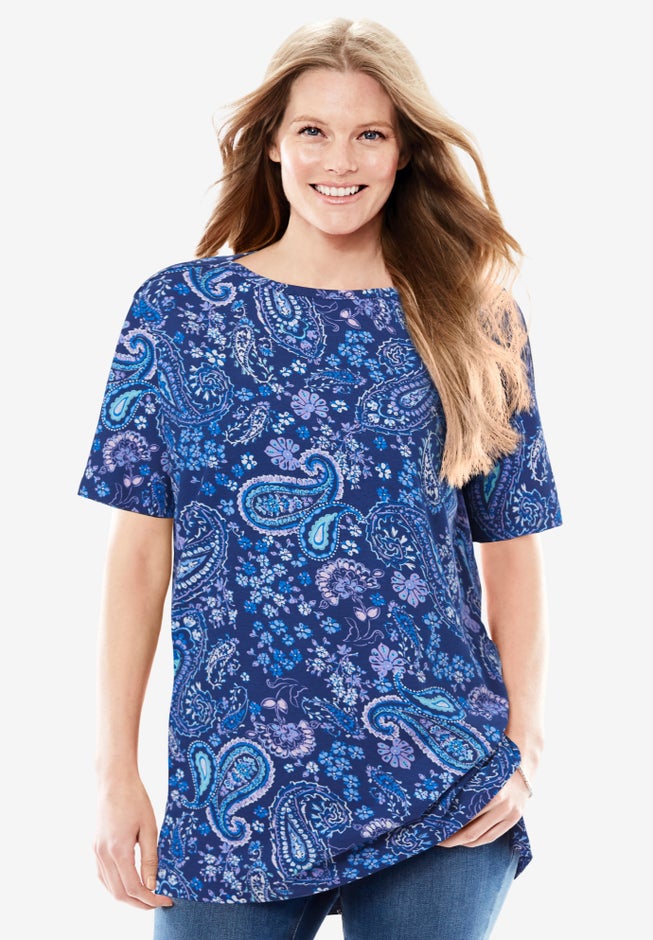 Perfect Printed Short-Sleeve Boatneck Tunic image number 0